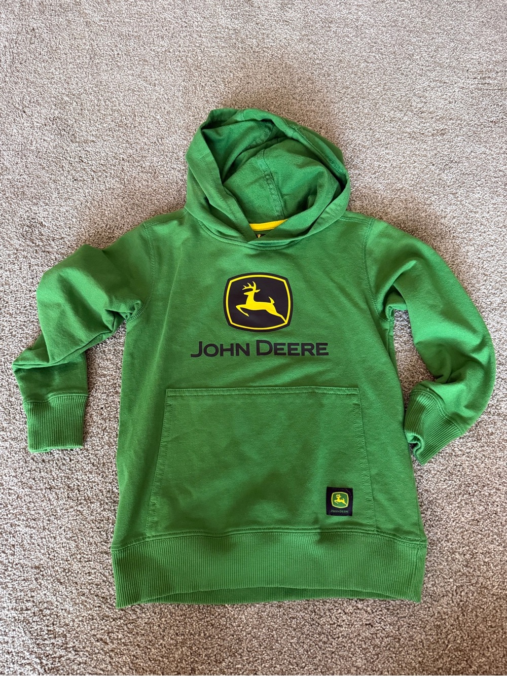 Boys xsmall 4/5 John Deere Green Hooded Sweatshirt with Yellow Logo